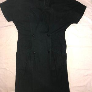 Raw Silk Double-breasted Dress
